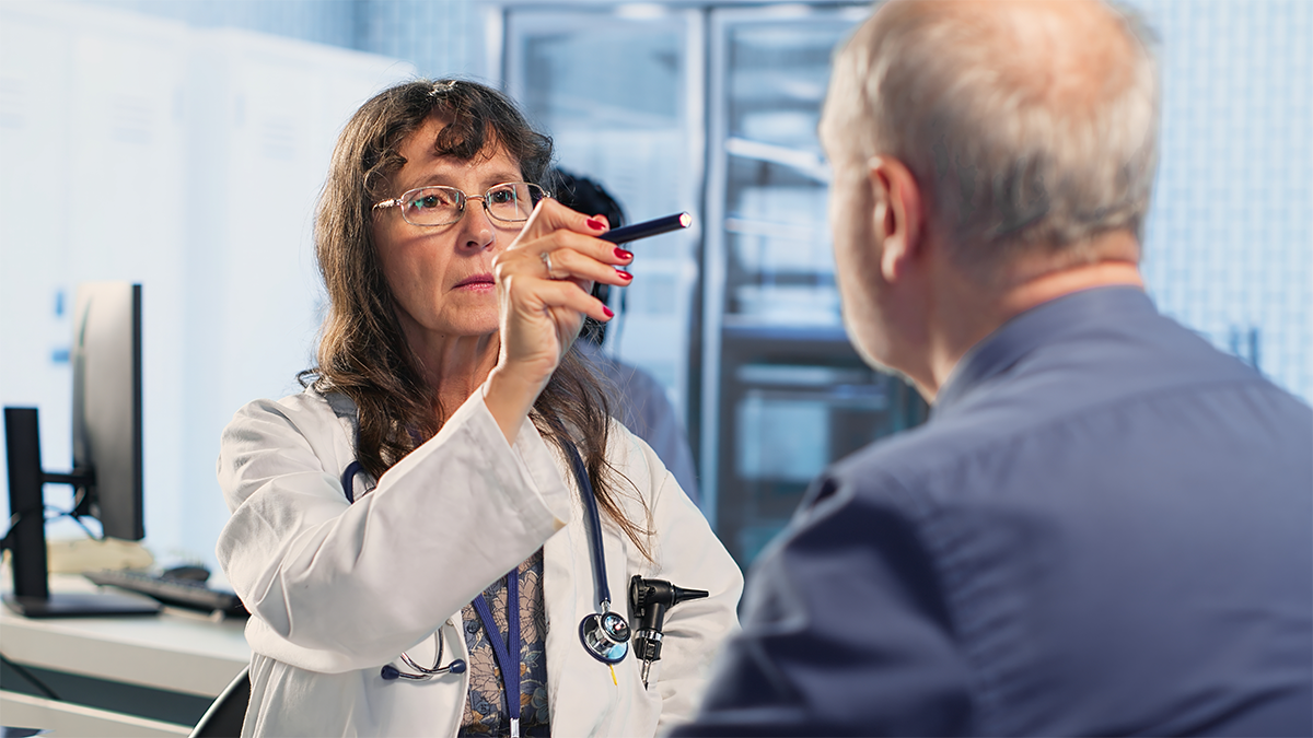 A doctor checking a patient